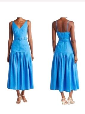 Nicholas Clemence Pleated Midi Dress Olympic Blue